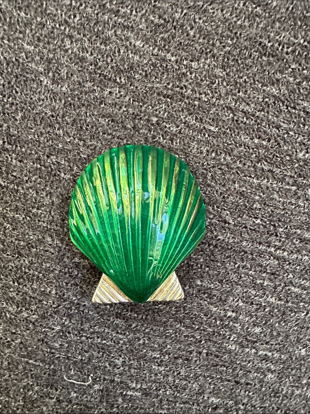 Green Shell Brooch Pin Slide with Gold Accents - Women's Jewelry vintage